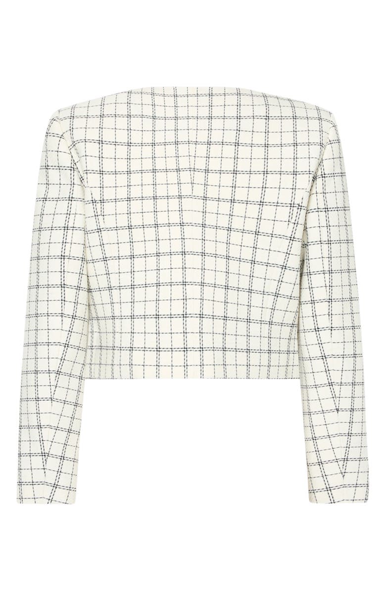 Milly Mika Plaid Crop Jacket, Alternate, color, White/ Black