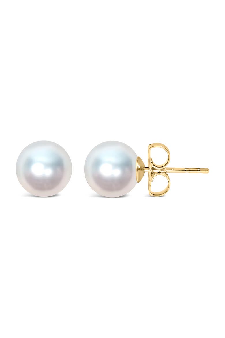 14K Gold 4.0-4.5MM Cultured Freshwater Pearl Solitaire Stud Earrings, Main, color, Yellow