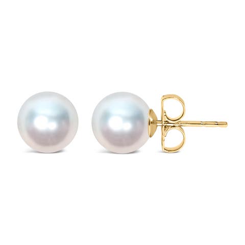 14K Gold 4.5-5MM Cultured Freshwater Pearl Solitaire Stud Earrings