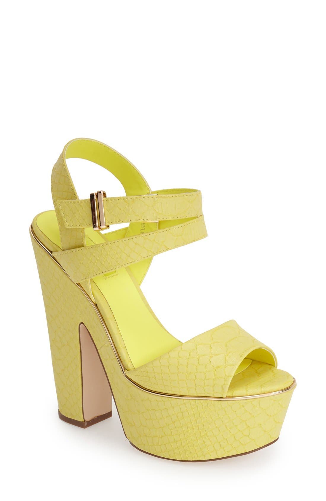 'Lenni2' Platform Sandal, Main, color, YELLOW