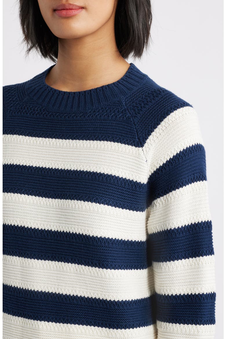 Stripe Lightweight Mix Stitch Sweater, Alternate, color, NAVY STILL- IVORY STRIPE