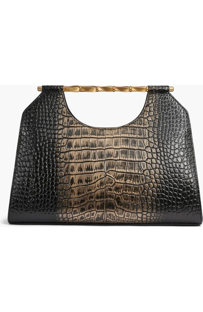Donna Karan New York Commack Metallic Croco Clutch, Alternate, color, Black/Gold