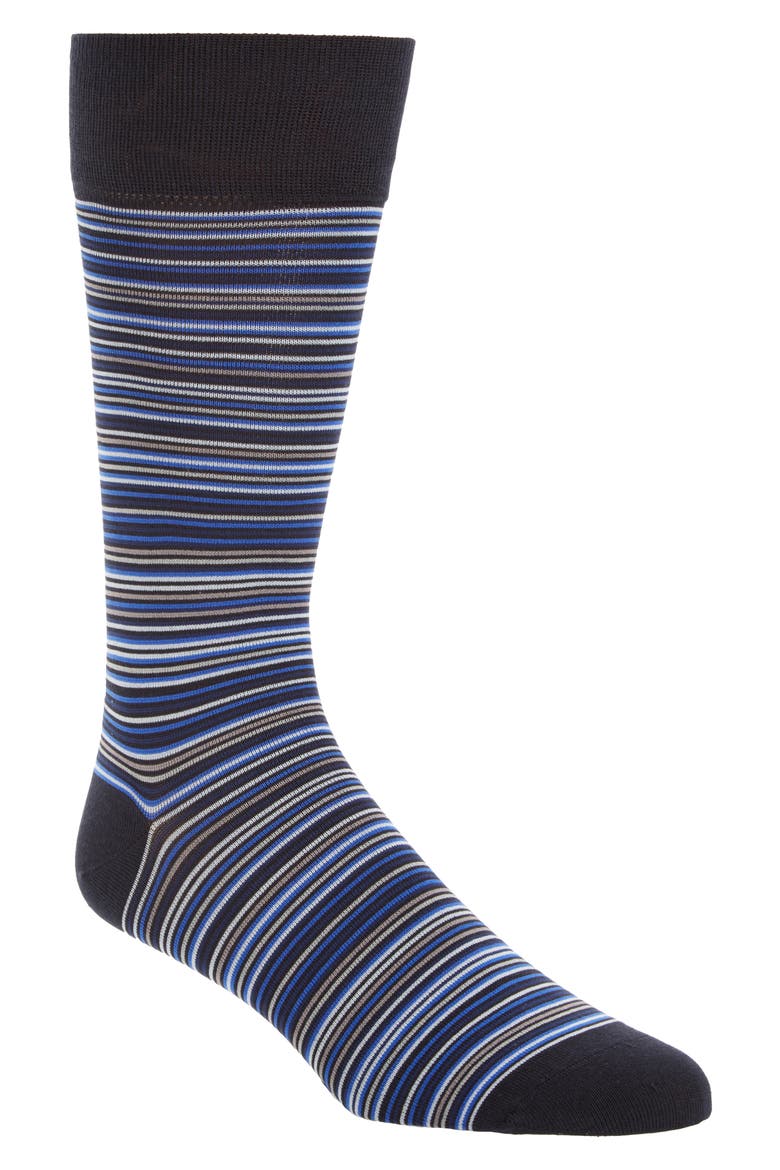 Multistripe Crew Socks, Main, color, NAVY