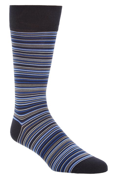 Deux Par Deux Socks Peacoat - Multi Stripe