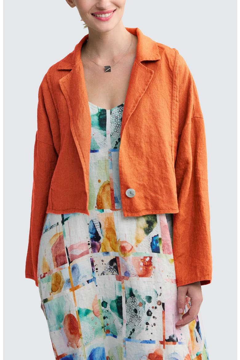 Laras Boxy Linen Short Jacket, Main, color, Rust Orange