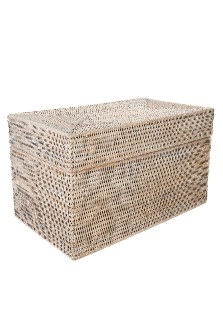 Artifacts Rattan Rectangular Hinged Chest/Trunk, Alternate, color, White Wash