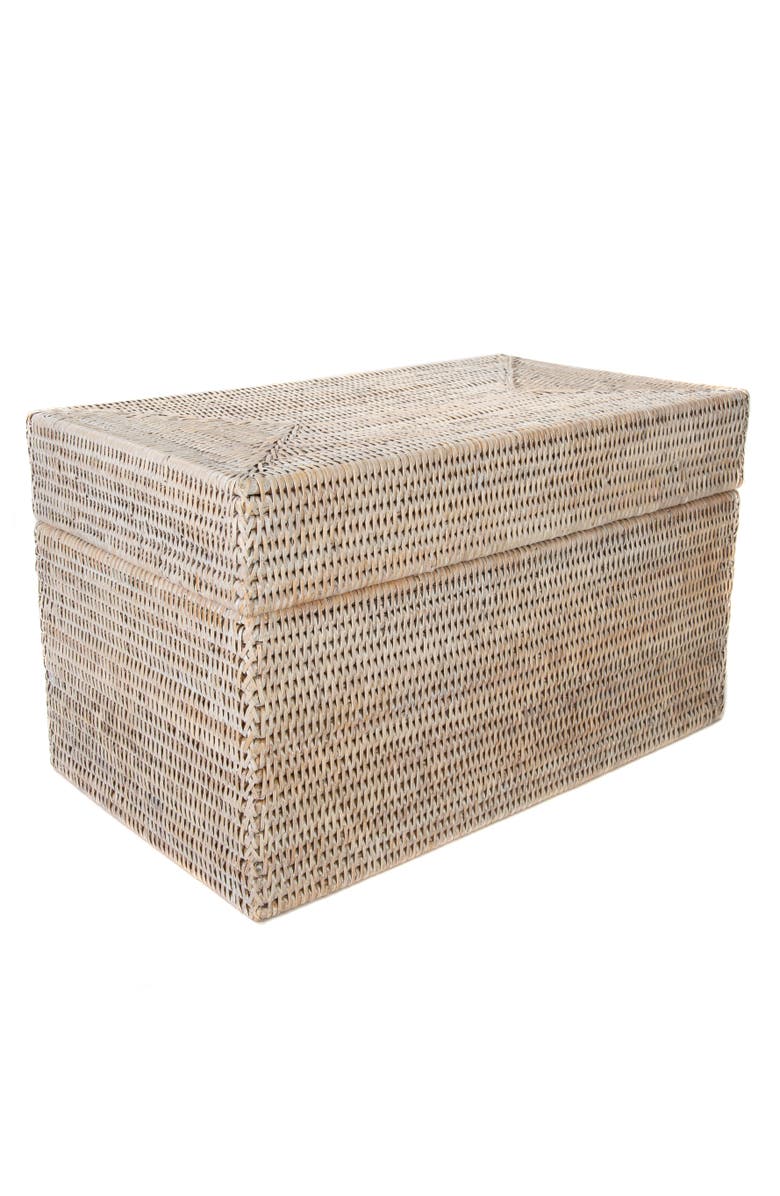 Artifacts Trading Company<sup>™</sup> Artifacts Rattan Rectangular Hinged Chest/Trunk, Alternate, color, White Wash