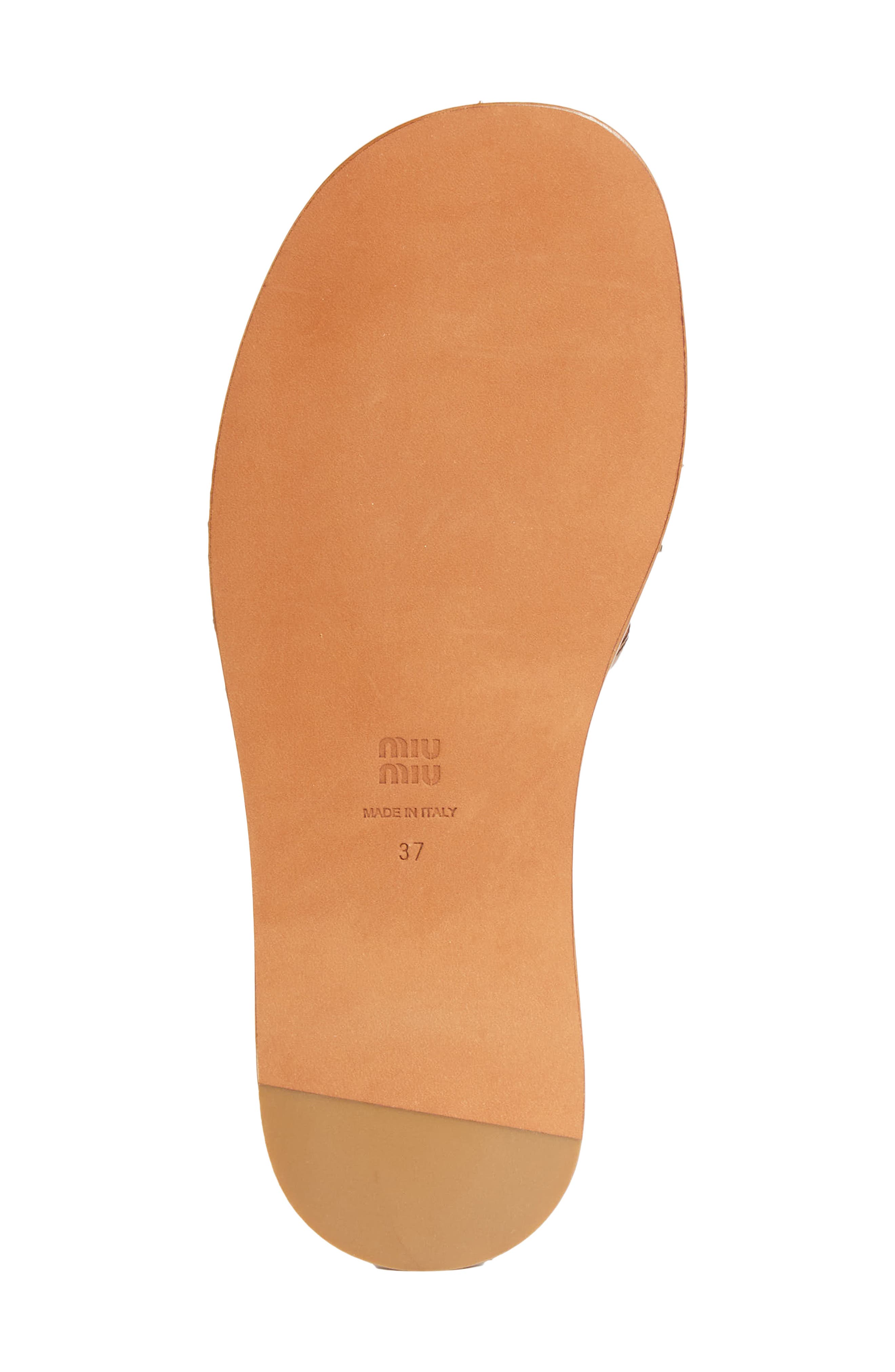 Miu Miu Woven Slide Sandal, Alternate, color, Cognac