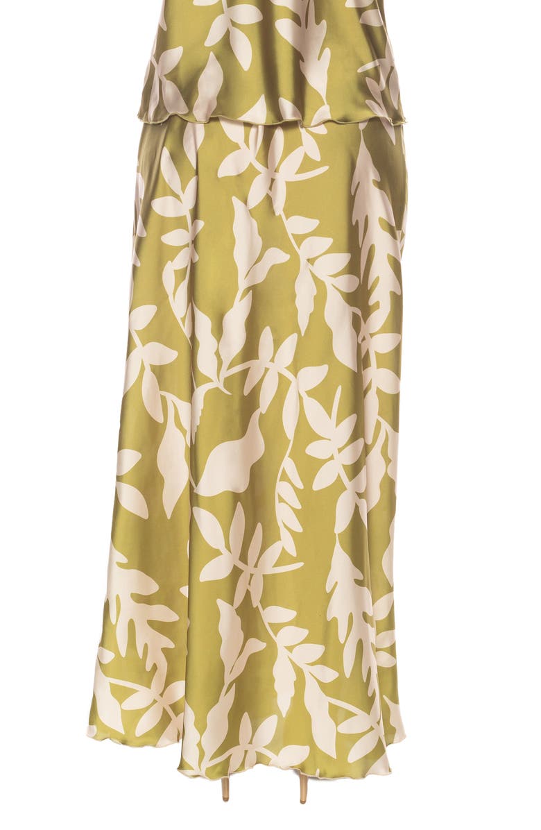 TASH AND SOPHIE Frond Print Satin Maxi Skirt, Alternate, color, 