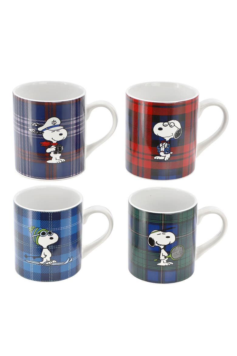 4 Piece 19 Ounce Stoneware Assorted Mug Set, Main, color, White