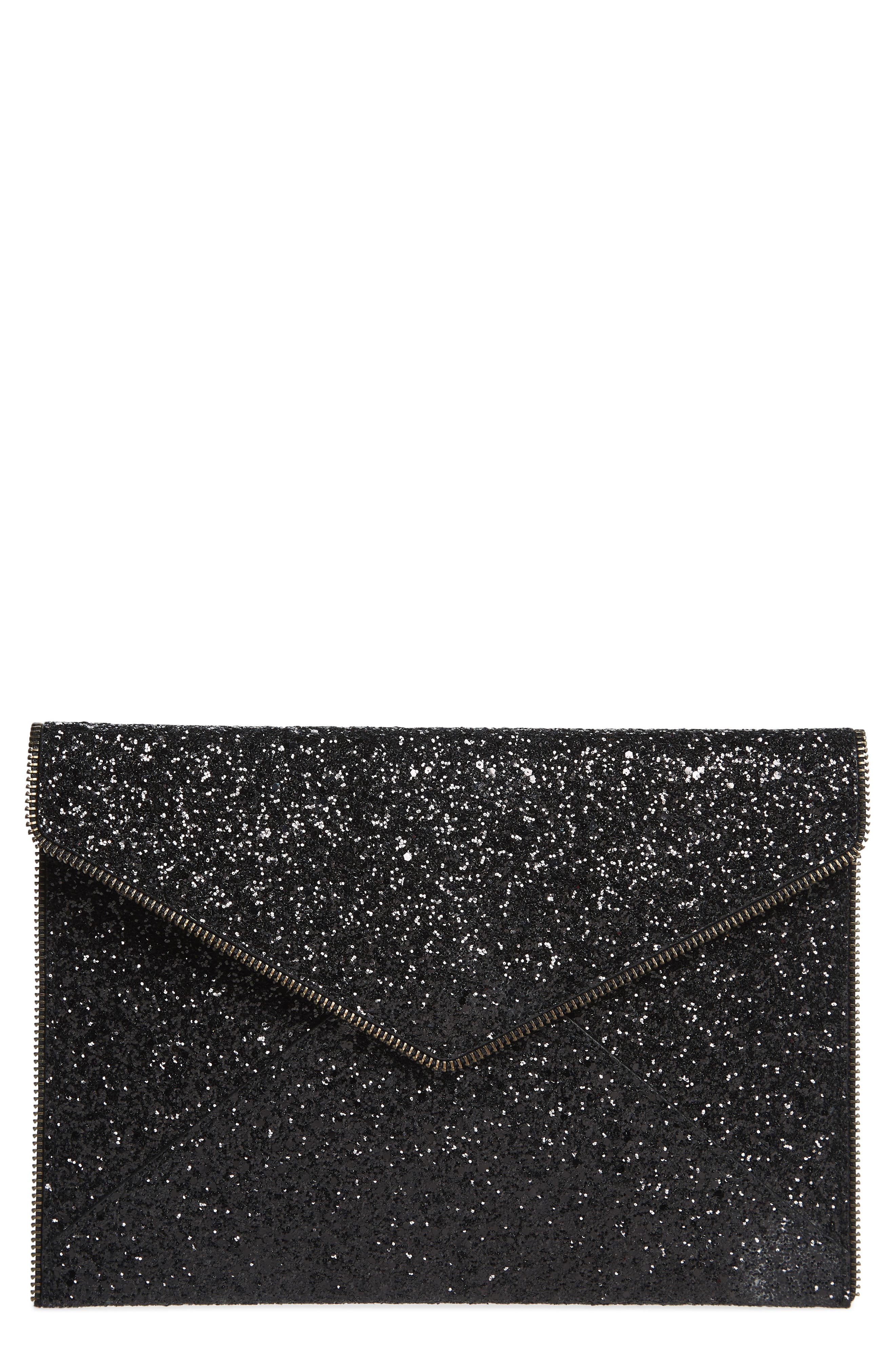 Leo Glitter Clutch, Main, color, BLACK MULTI