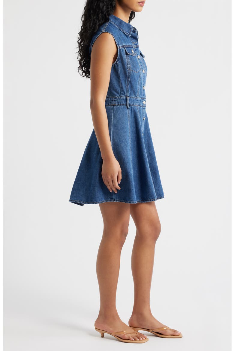Cotton Blend Denim Mini Shirtdress, Alternate, color, MEDIUM DENIM