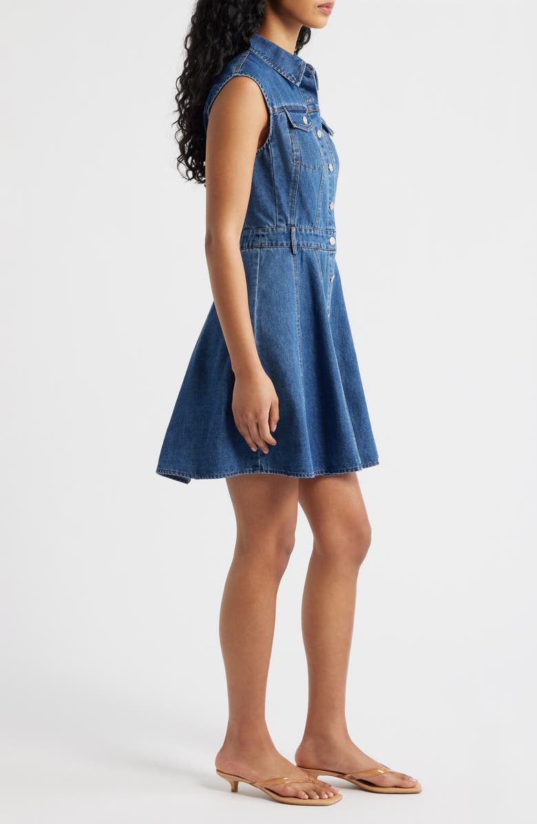 FREEMARKET Cotton Blend Denim Mini Shirtdress, Alternate, color, Medium Denim