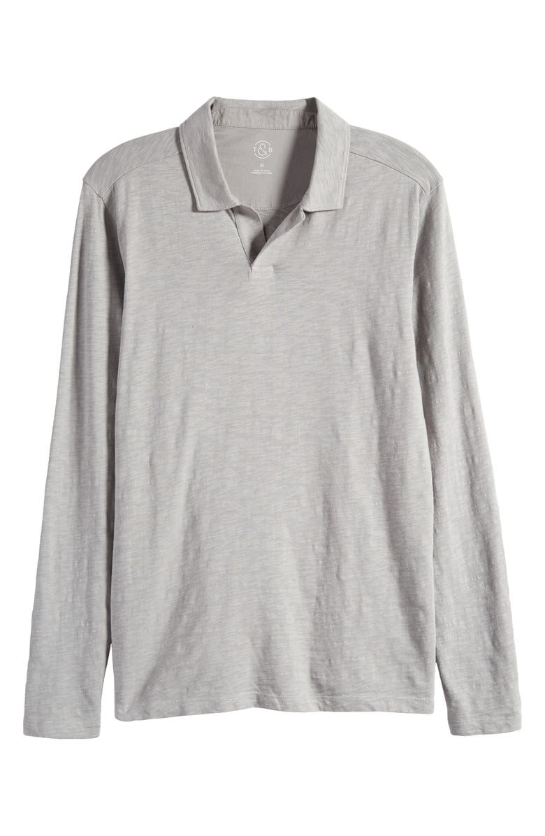Treasure & Bond Johnny Collar Cotton Polo, Alternate, color, Grey Monument