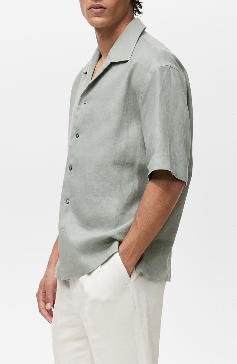 MANGO Short Sleeve Linen Button-Up Shirt, Alternate, color, 