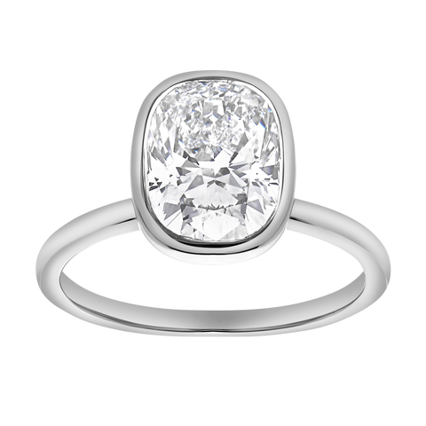 Novae 2.5CT Cushion Cut Bezel Lab Diamond Engagement Ring 14K Gold