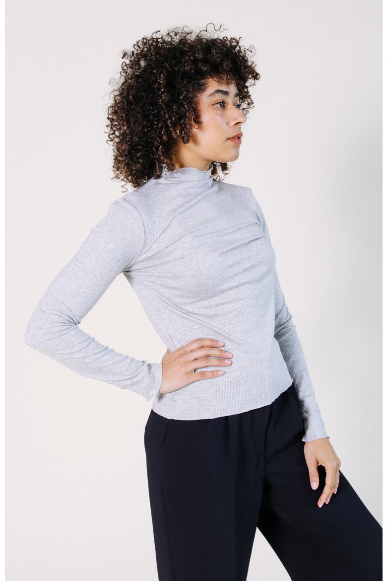 Norma Modal Ribbed Turtleneck, Alternate, color, Heather Gray