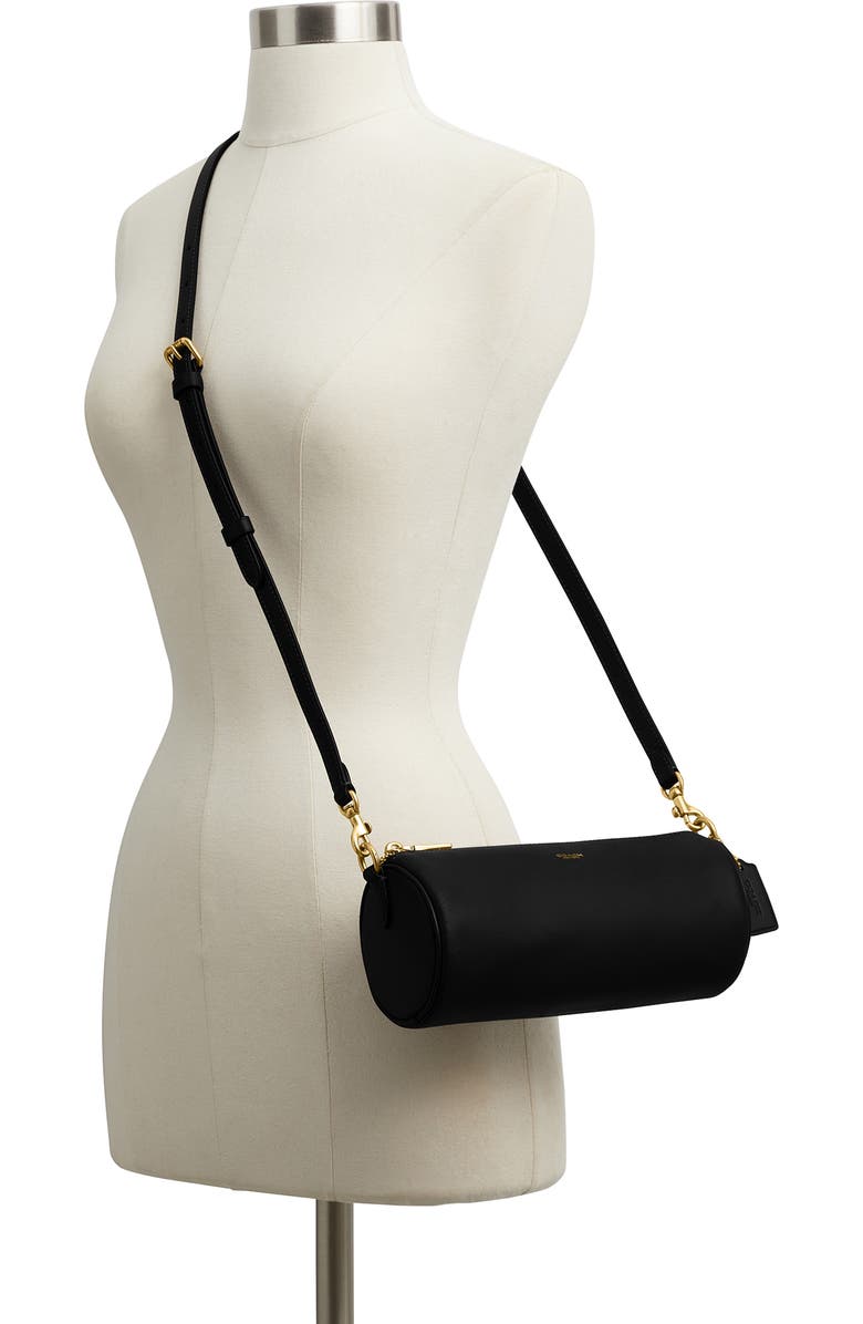 COACH Leather Barrel Bag, Alternate, color, Black