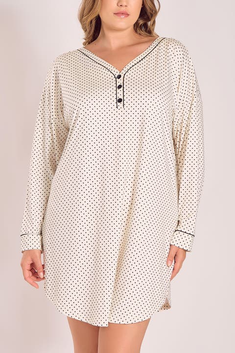 Microfiber Knit Sleep Shirt with Functional Buttons