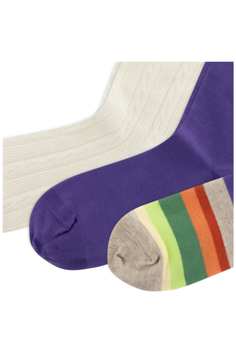Assorted 3-Pack Crew Socks, Alternate, color, WHITE/ PURPLE/ GREY ASSORTED