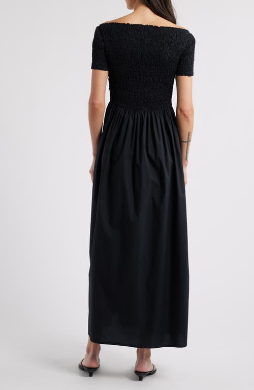 Faithfull The Brand Deboni Off The Shoulder Cotton Maxi Dress In Black