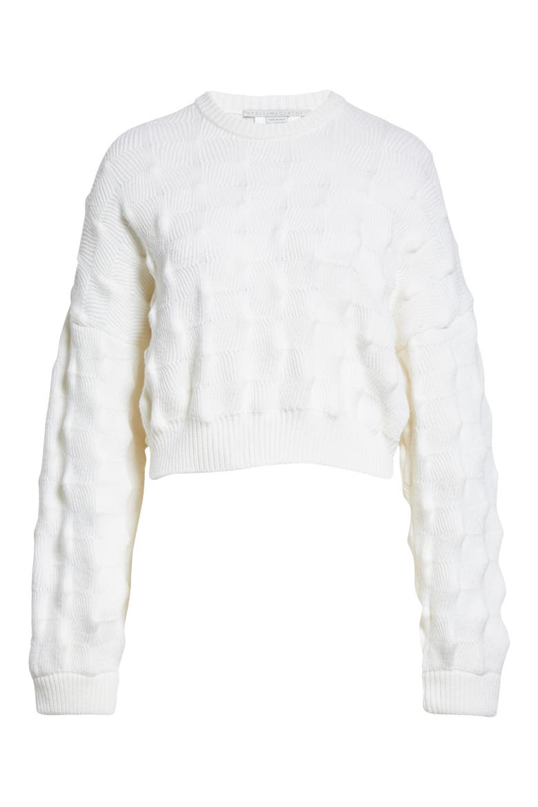 Popcorn Texture Crop Virgin Wool Sweater, Alternate, color, NATURAL