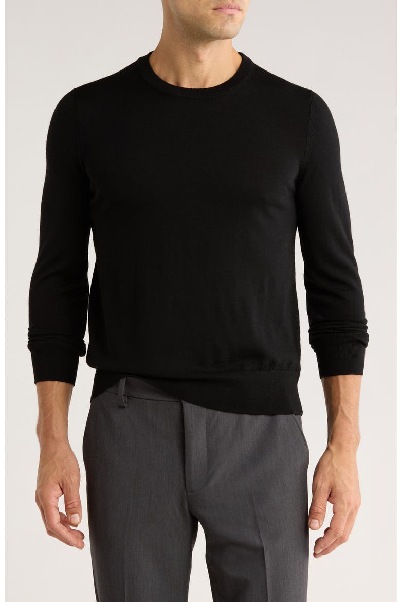 Wool Crewneck Sweater, Main, color, BLACK