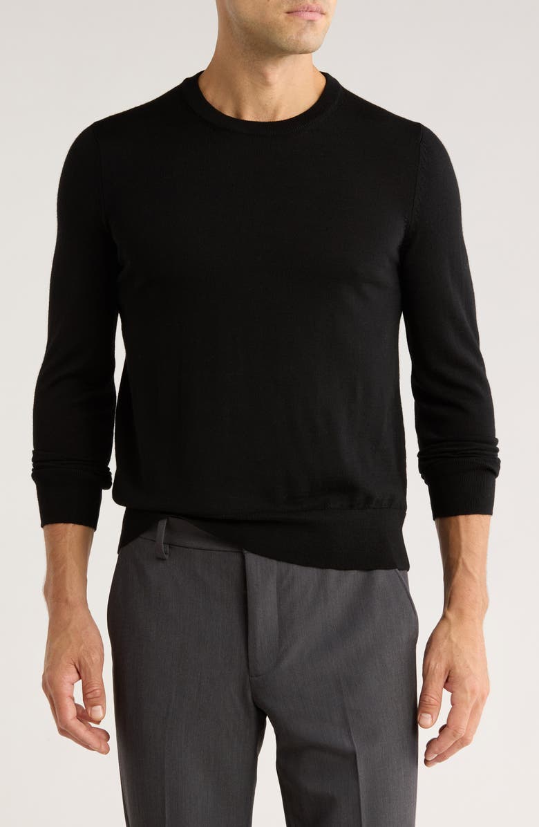 Brooks Brothers Wool Crewneck Sweater, Main, color, Black