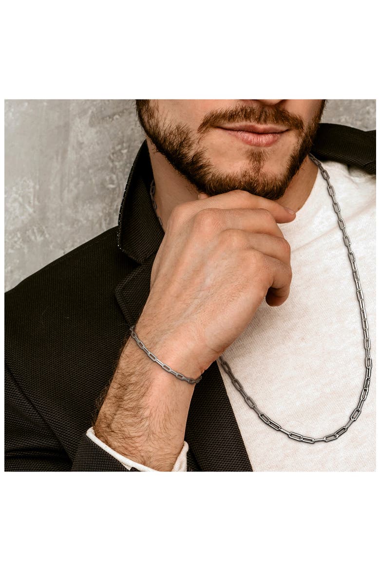 Paper Clip Oval Link Chain Necklace & Bracelet Set, 3.5mm, Alternate, color, SILVER