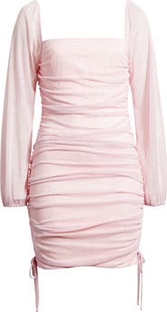 Jump Apparel Ruched Glitter Long Sleeve Minidress