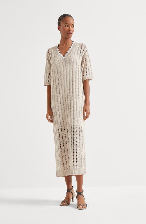 Brunello Cucinelli Dazzling Dress In Cool Beige