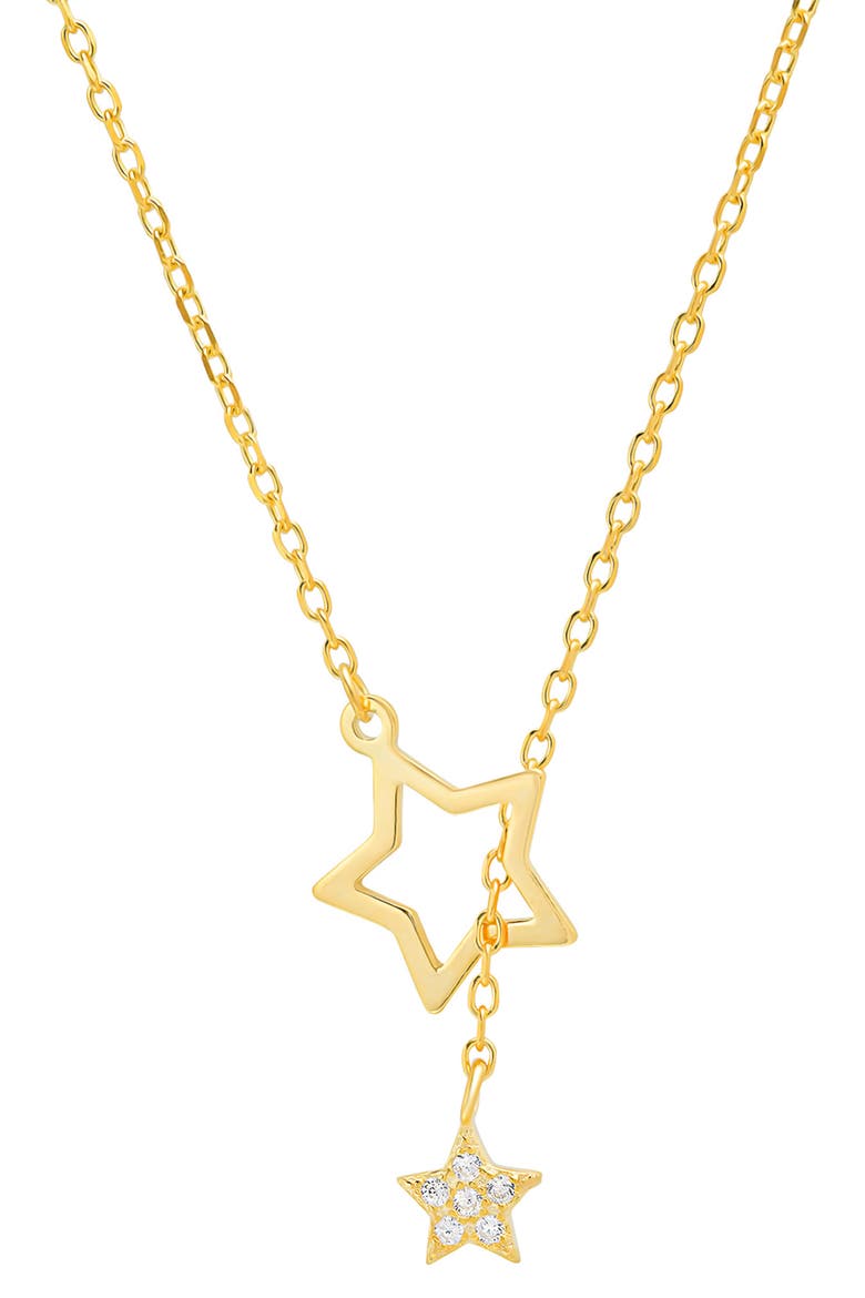 Dangling Star Cubic Zirconia Lariat Necklace, Main, color, GOLD
