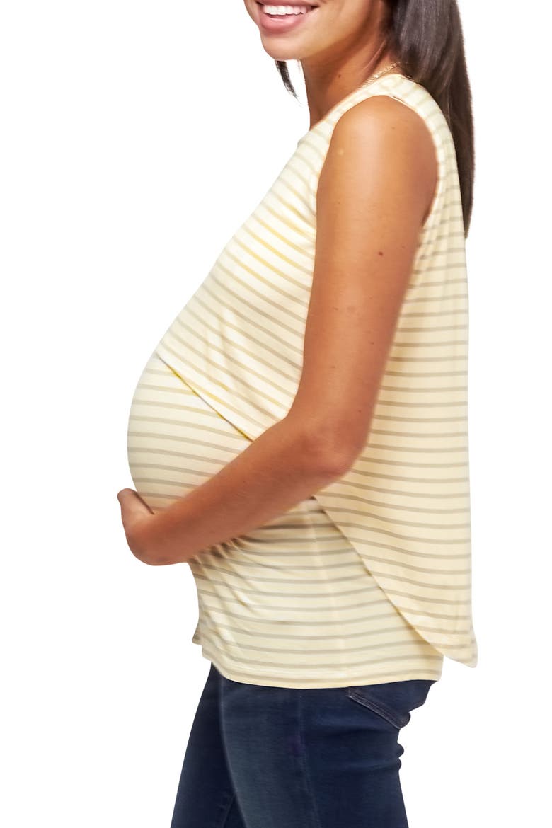 Sophia Maternity/Nursing Tank Top, Alternate, color, WHITE/ MARIGOLD STRIPE