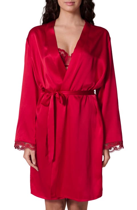 Love Me Lace Trim Silk Blend Robe