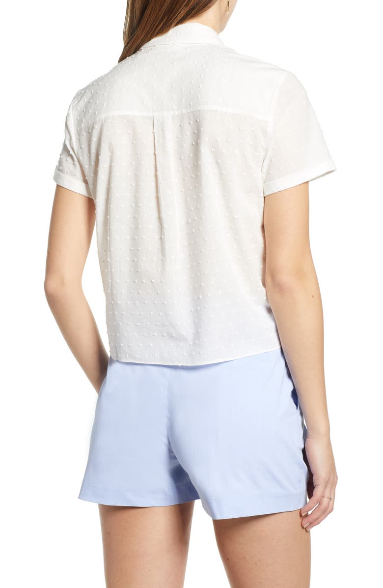 1901 Tie Front Button Down Clip Dot Shirt, Alternate, color, 