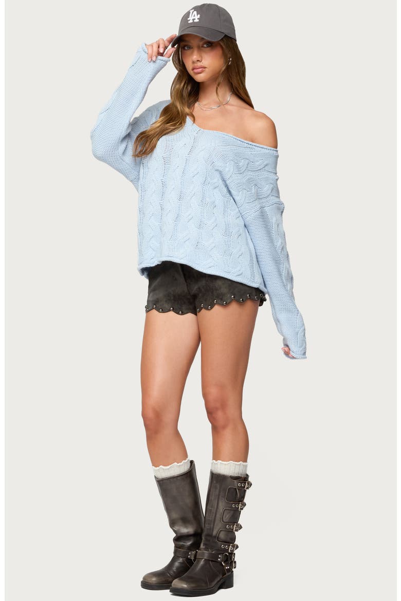 Zarina Studded Faux Suede Shorts, Alternate, color, BLACK