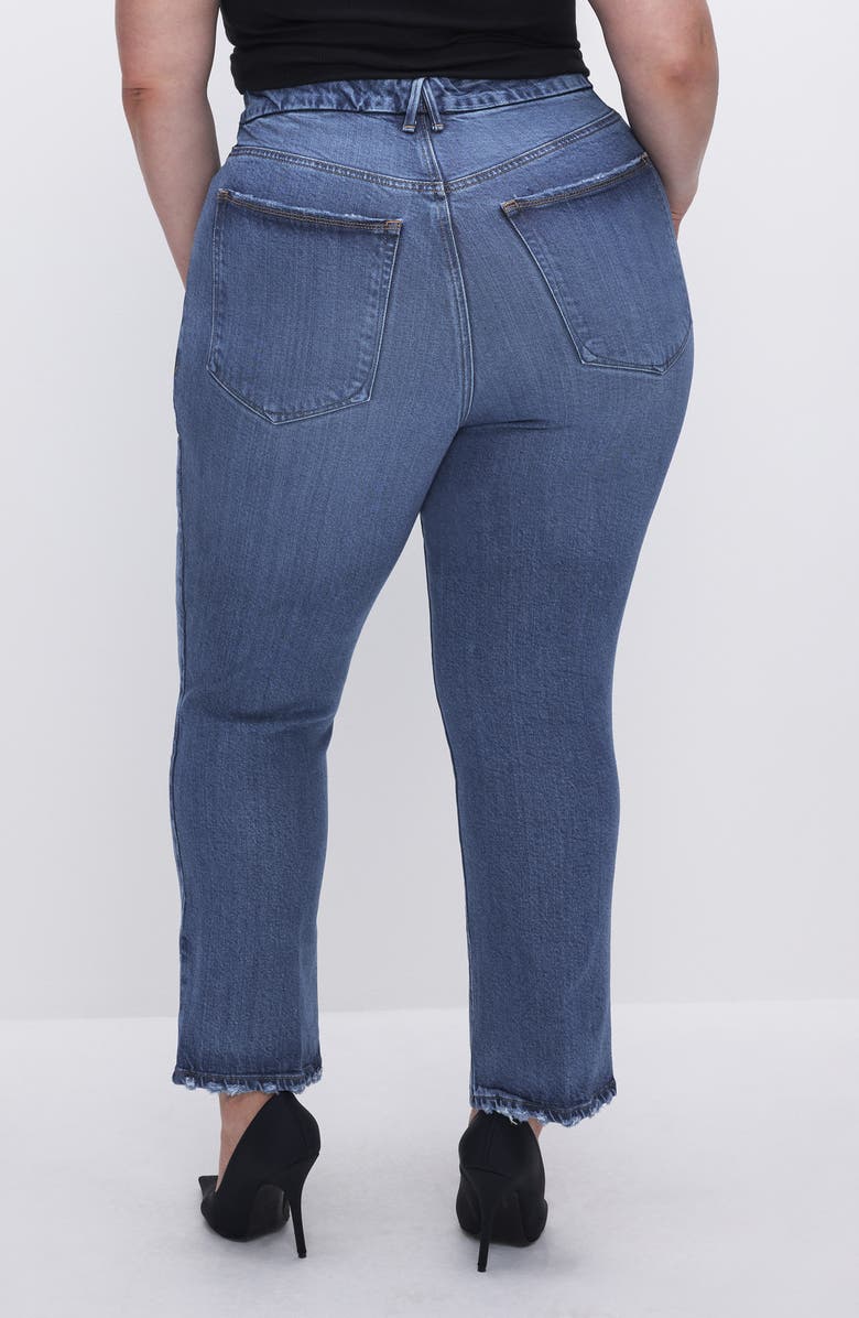 Good American Good Legs Soft-Tech High Waist Ankle Straight Leg Jeans, Alternate, color, Indigo513