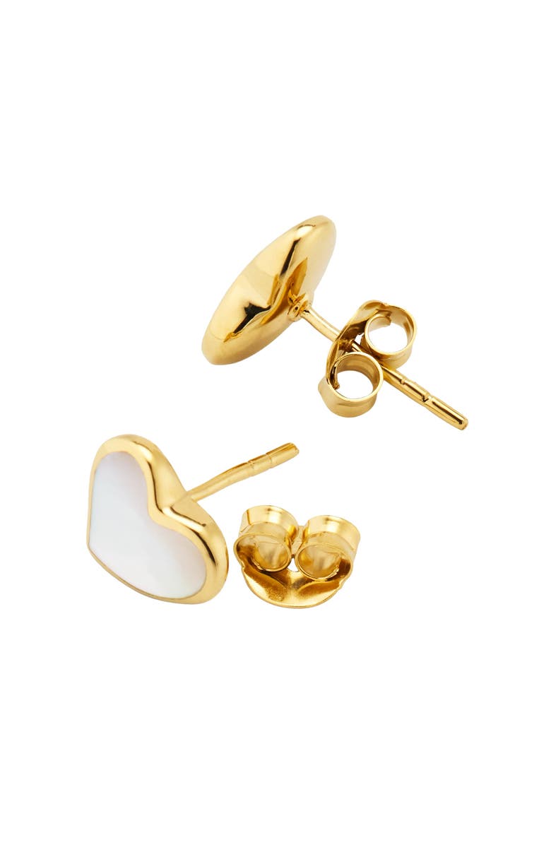 Jan Leslie Heart Stud Earring Set In Sterling With 18K Gold Overlay, Alternate, color, White