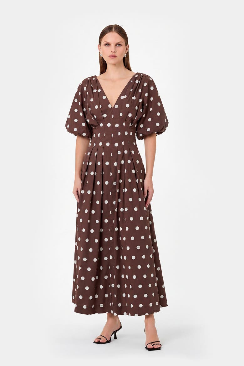 Vicky Dress, Main, color, MOCHA POLKA DOT
