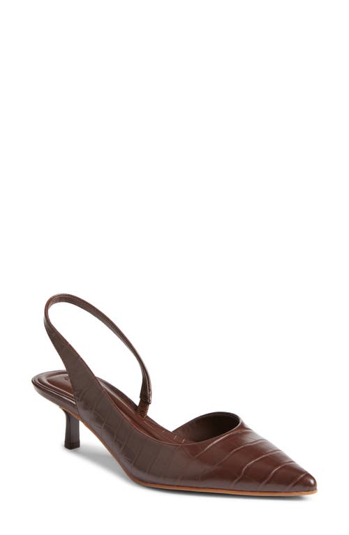 Open Edit Corina Slingback Half D'orsay Pointed Toe Kitten Heel Pump In Brown