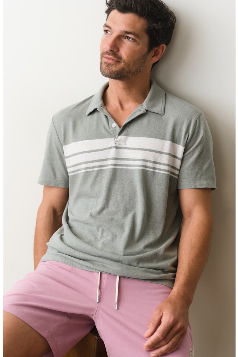 Stripe Hemp & Cotton Resort Polo, Alternate, color, ICEBERG GREEN/ WHITE STRIPE