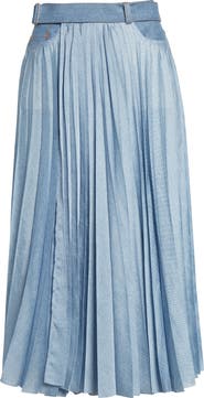 Sacai Pleated Mixed Media Midi Skirt