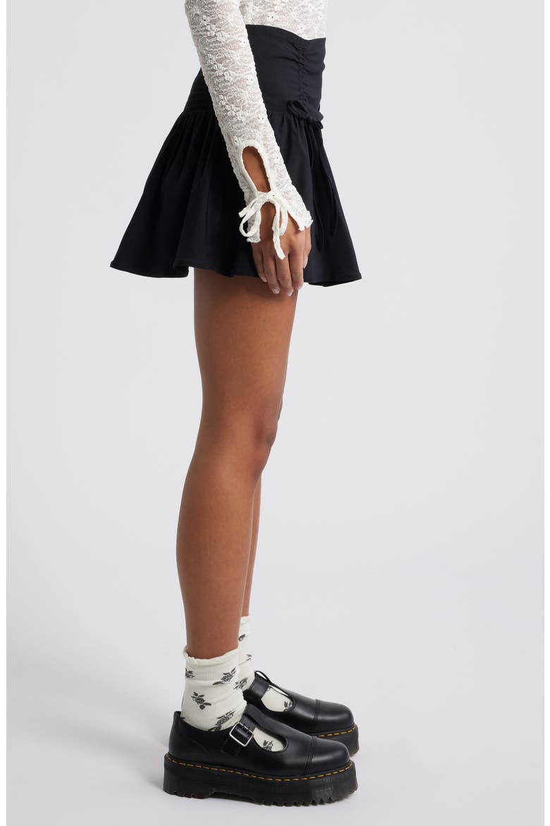 Cinched Miniskirt, Alternate, color, BLACK