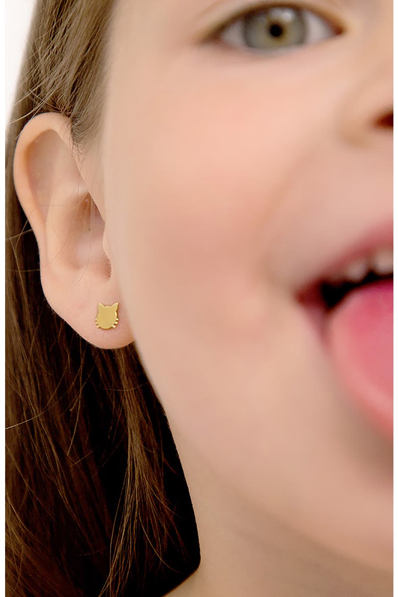 14k Polished Kitty Cat Earrings, Alternate, color, Gold