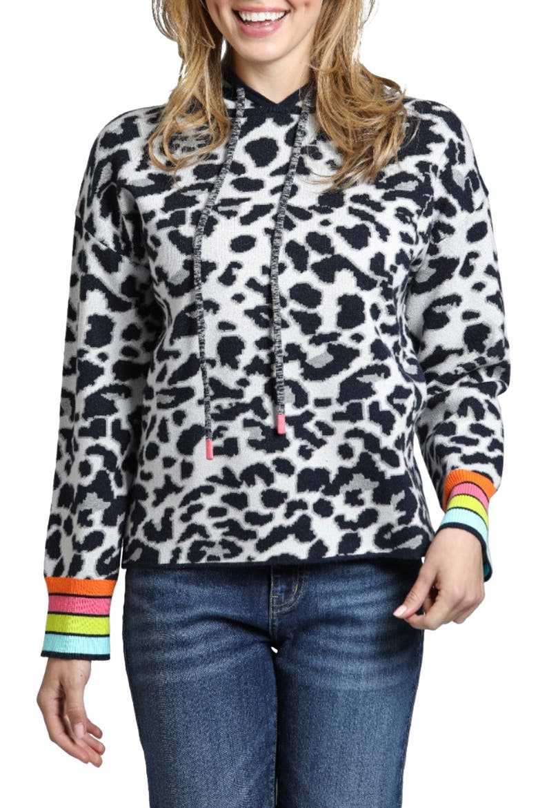 Animal Pattern Hoodie, Main, color, WHITE MULTI