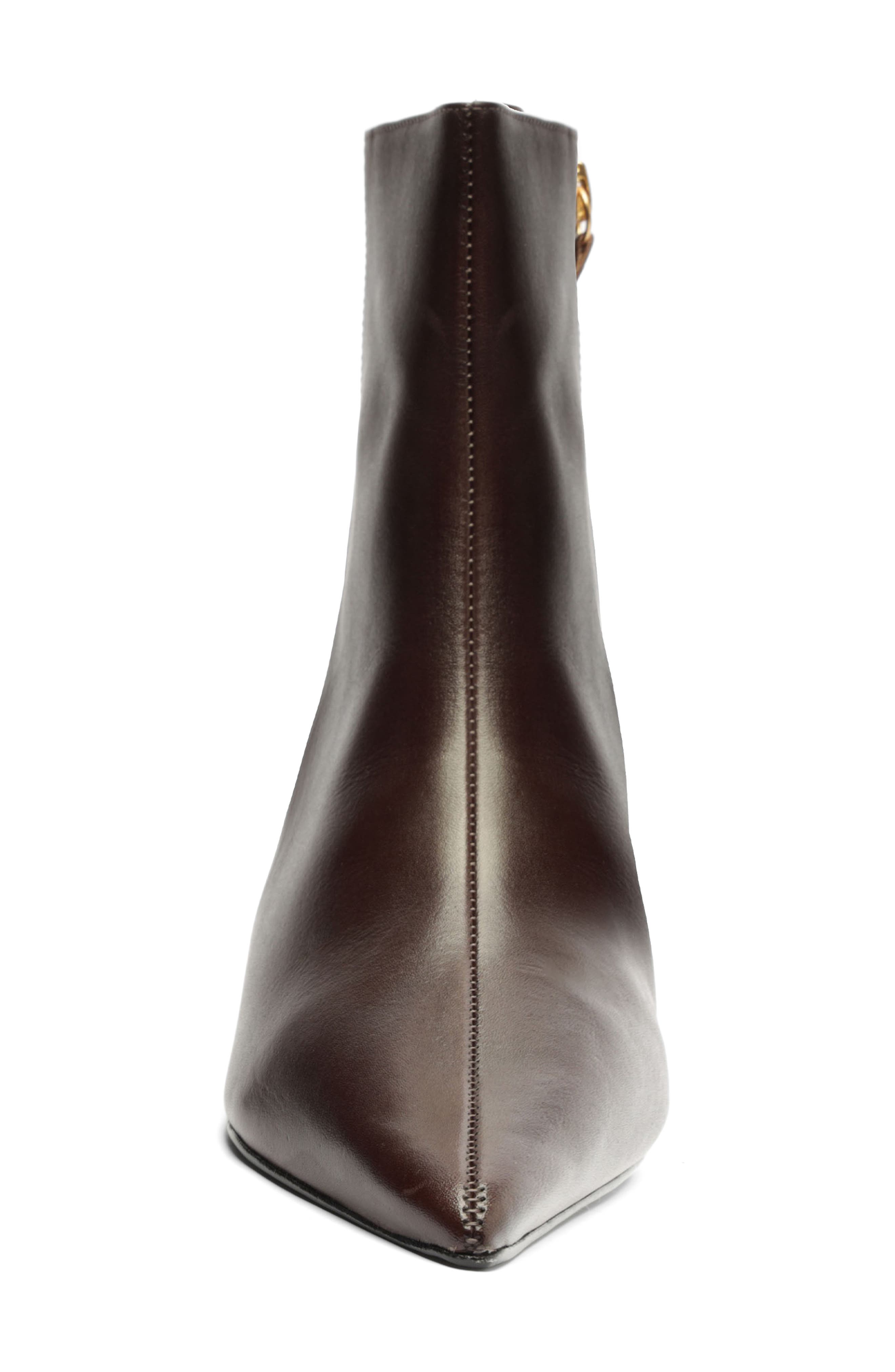 Schutz Mikki Pointed Toe Low Heel Bootie, Alternate, color, Brown