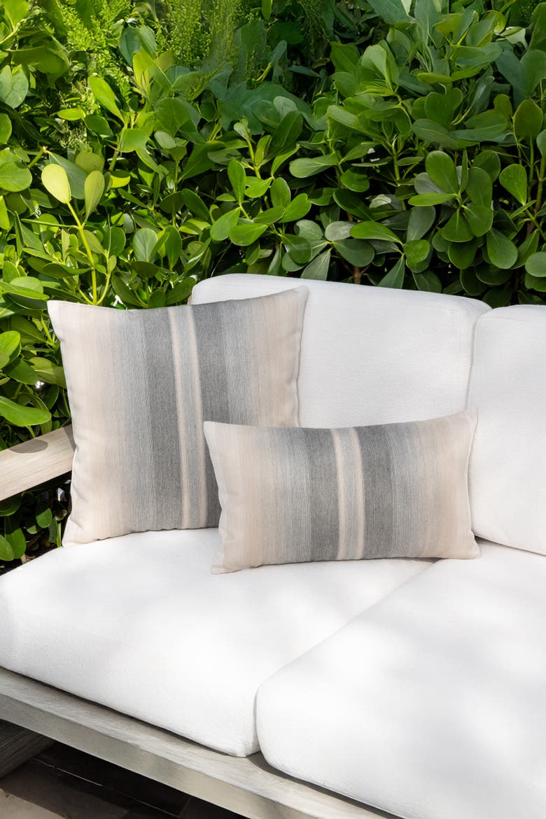 Ombre Stripe Indoor & Outdoor Woven Accent Pillow, Alternate, color, Grigio
