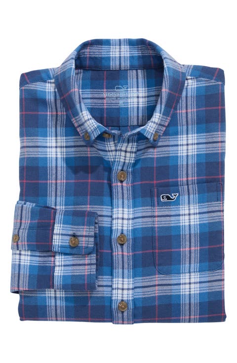 Kids' Muskeget Plaid Cotton Flannel Button-Down Shirt (Big Kid)