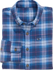 vineyard vines Kids' Muskeget Plaid Cotton Flannel Button-Down Shirt