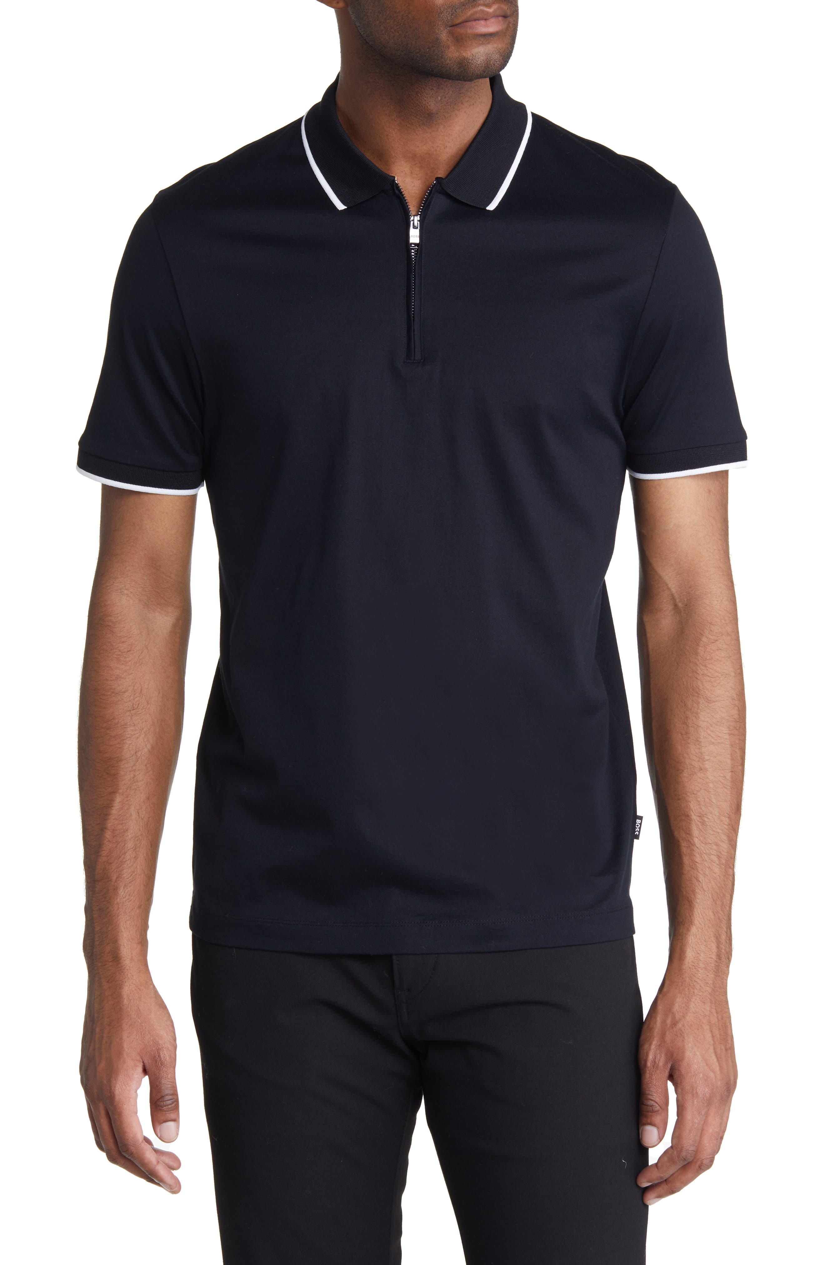 BOSS Polston Tipped Zip Polo